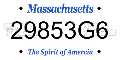 29853G6 Massachusetts License Plate
