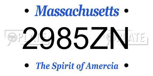 2985ZN Massachusetts License Plate