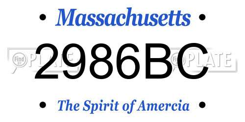 2986BC Massachusetts License Plate