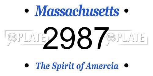 2987 Massachusetts License Plate