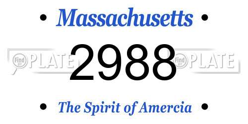 2988 Massachusetts License Plate