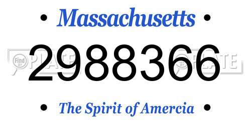 2988366 Massachusetts License Plate