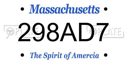 298AD7 Massachusetts License Plate