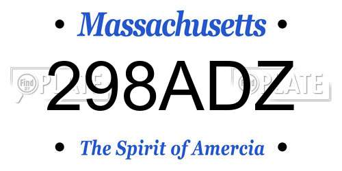 298ADZ Massachusetts License Plate