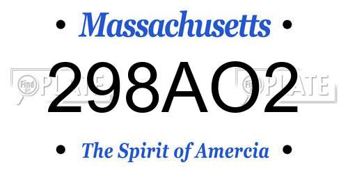 298AO2 Massachusetts License Plate