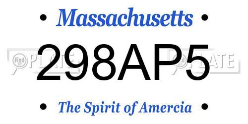 298AP5 Massachusetts License Plate