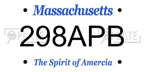 298APB Massachusetts License Plate