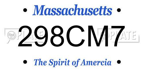 298CM7 Massachusetts License Plate