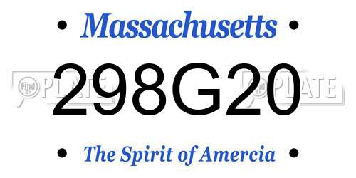 298G20 Massachusetts License Plate