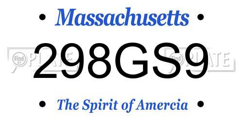 298GS9 Massachusetts License Plate