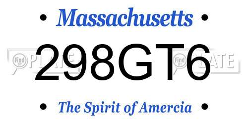 298GT6 Massachusetts License Plate