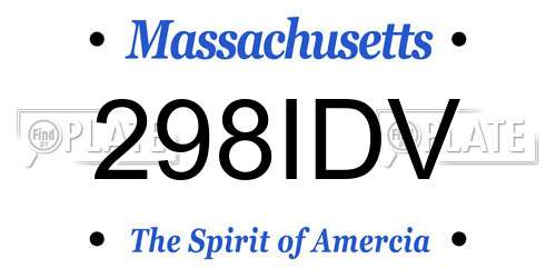 298IDV Massachusetts License Plate