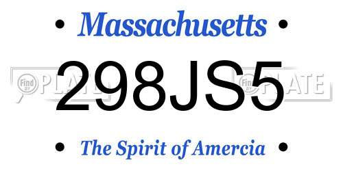298JS5 Massachusetts License Plate