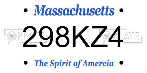 298KZ4 Massachusetts License Plate