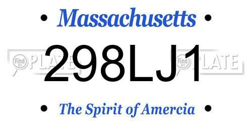298LJ1 Massachusetts License Plate