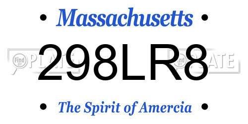 298LR8 Massachusetts License Plate