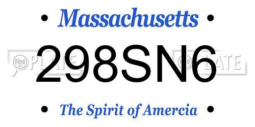 298SN6 Massachusetts License Plate