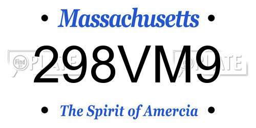 298VM9 Massachusetts License Plate