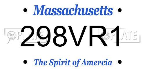 298VR1 Massachusetts License Plate