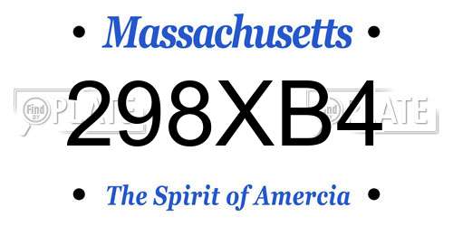 298XB4 Massachusetts License Plate