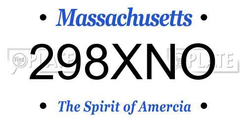 298XNO Massachusetts License Plate