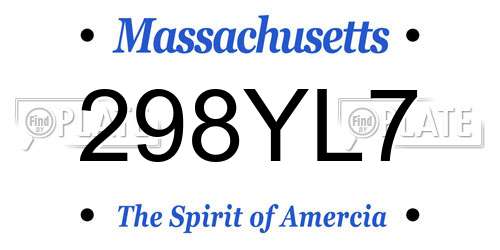 298YL7 Massachusetts License Plate