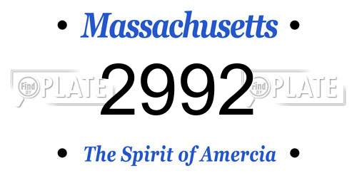 2992 Massachusetts License Plate