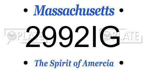 2992IG Massachusetts License Plate