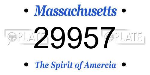 29957 Massachusetts License Plate