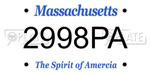 2998PA Massachusetts License Plate