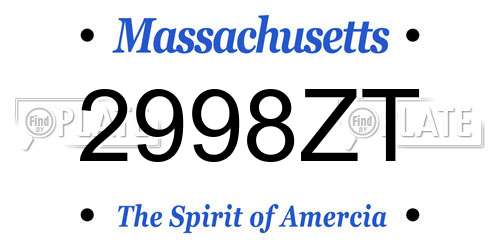 2998ZT Massachusetts License Plate