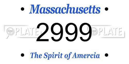 2999 Massachusetts License Plate