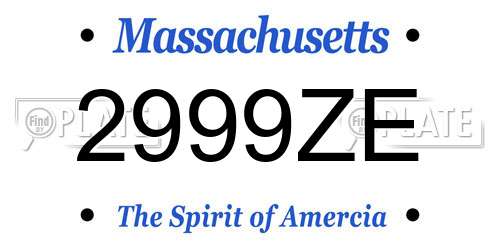 2999ZE Massachusetts License Plate