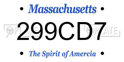299CD7 Massachusetts License Plate
