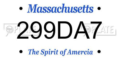 299DA7 Massachusetts License Plate