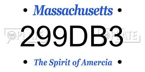 299DB3 Massachusetts License Plate