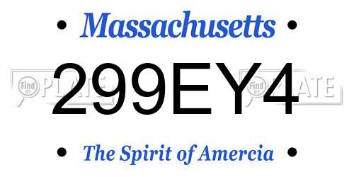 299EY4 Massachusetts License Plate