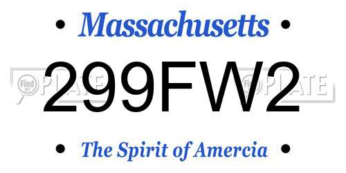 299FW2 Massachusetts License Plate