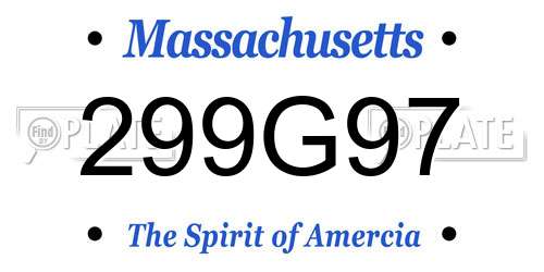 299G97 Massachusetts License Plate