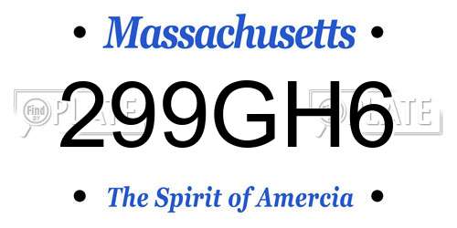 299GH6 Massachusetts License Plate