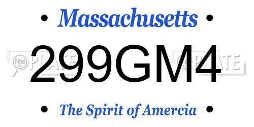 299GM4 Massachusetts License Plate