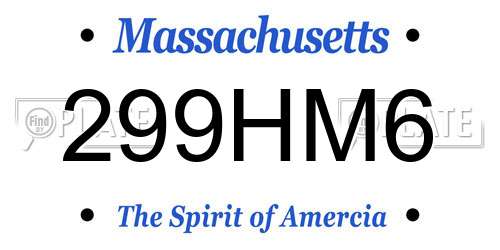 299HM6 Massachusetts License Plate