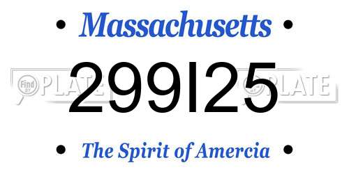299I25 Massachusetts License Plate