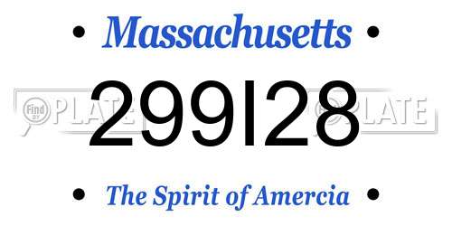 299I28 Massachusetts License Plate