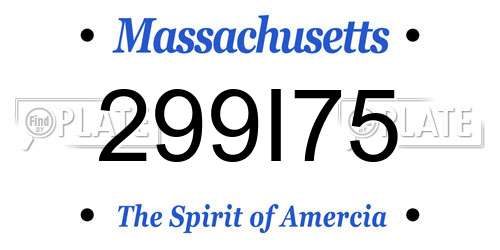 299I75 Massachusetts License Plate