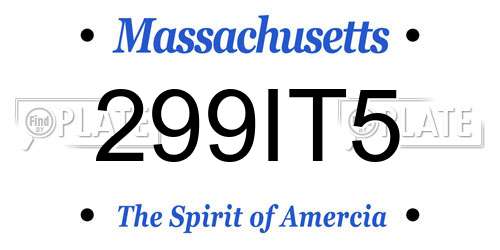 299IT5 Massachusetts License Plate