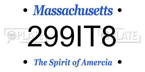299IT8 Massachusetts License Plate