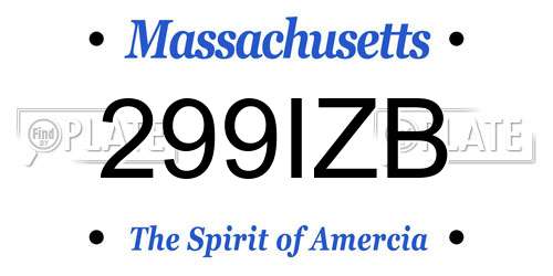 299IZB Massachusetts License Plate