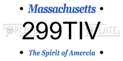 299TIV Massachusetts License Plate