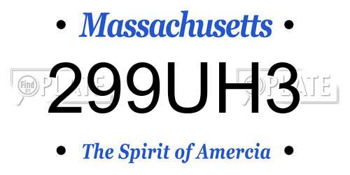 299UH3 Massachusetts License Plate